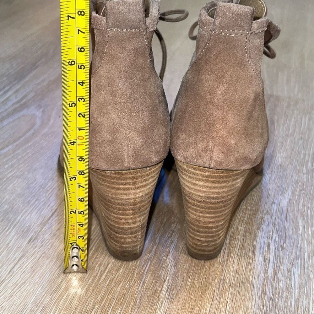Lucky Brand Ysabel Wedge Bootie in Sesame, Leather Suede Lace up Women’s 9.5 - Picture 11 of 12